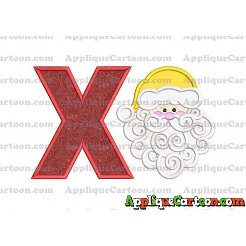 Beard Santa Applique Embroidery Design With Alphabet X