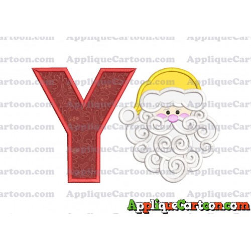 Beard Santa Applique Embroidery Design With Alphabet Y