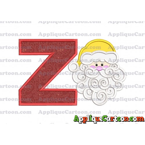 Beard Santa Applique Embroidery Design With Alphabet Z
