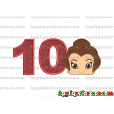 Belle Beauty and the Beast Head Applique Embroidery Design Birthday Number 10