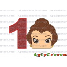 Belle Beauty and the Beast Head Applique Embroidery Design Birthday Number 1