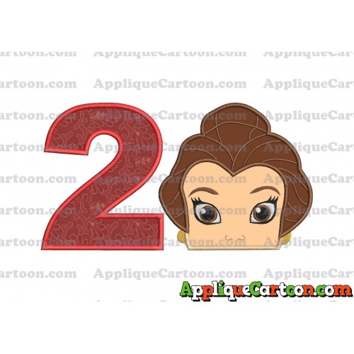Belle Beauty and the Beast Head Applique Embroidery Design Birthday Number 2