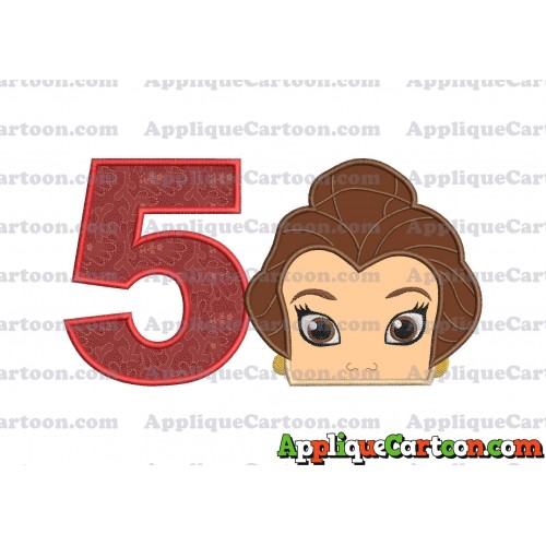 Belle Beauty and the Beast Head Applique Embroidery Design Birthday Number 5