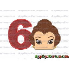Belle Beauty and the Beast Head Applique Embroidery Design Birthday Number 6