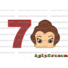 Belle Beauty and the Beast Head Applique Embroidery Design Birthday Number 7