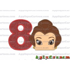 Belle Beauty and the Beast Head Applique Embroidery Design Birthday Number 8
