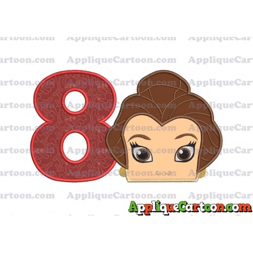 Belle Beauty and the Beast Head Applique Embroidery Design Birthday Number 8