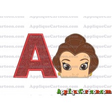 Belle Beauty and the Beast Head Applique Embroidery Design With Alphabet A