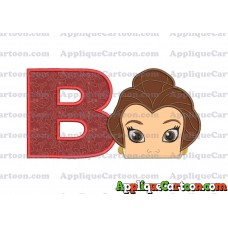 Belle Beauty and the Beast Head Applique Embroidery Design With Alphabet B