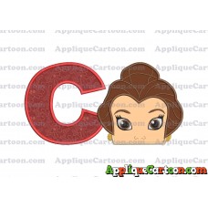 Belle Beauty and the Beast Head Applique Embroidery Design With Alphabet C