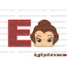 Belle Beauty and the Beast Head Applique Embroidery Design With Alphabet E