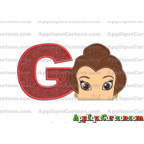 Belle Beauty and the Beast Head Applique Embroidery Design With Alphabet G