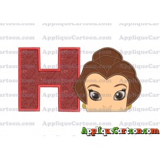 Belle Beauty and the Beast Head Applique Embroidery Design With Alphabet H
