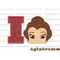 Belle Beauty and the Beast Head Applique Embroidery Design With Alphabet I
