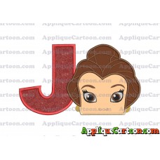 Belle Beauty and the Beast Head Applique Embroidery Design With Alphabet J