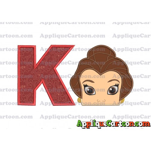 Belle Beauty and the Beast Head Applique Embroidery Design With Alphabet K