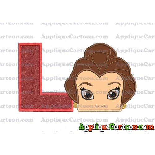 Belle Beauty and the Beast Head Applique Embroidery Design With Alphabet L