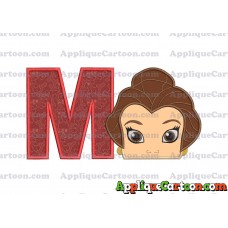 Belle Beauty and the Beast Head Applique Embroidery Design With Alphabet M
