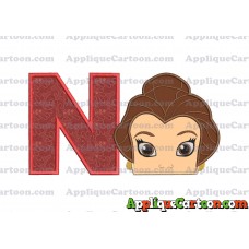 Belle Beauty and the Beast Head Applique Embroidery Design With Alphabet N