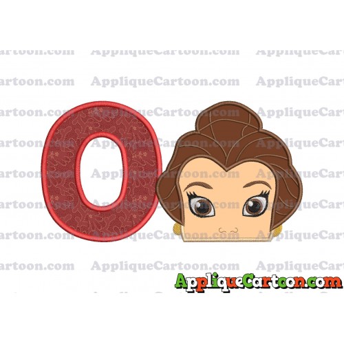 Belle Beauty and the Beast Head Applique Embroidery Design With Alphabet O