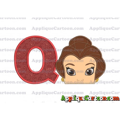 Belle Beauty and the Beast Head Applique Embroidery Design With Alphabet Q
