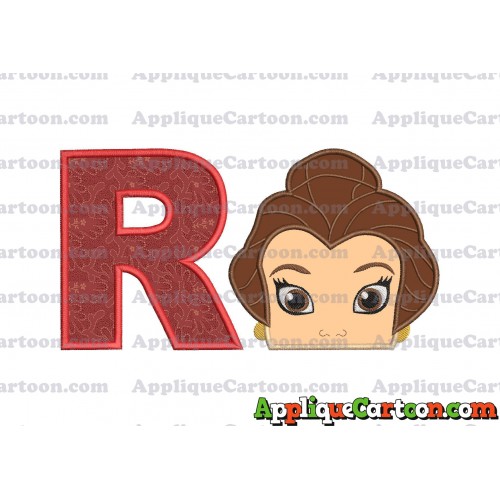 Belle Beauty and the Beast Head Applique Embroidery Design With Alphabet R