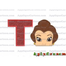 Belle Beauty and the Beast Head Applique Embroidery Design With Alphabet T