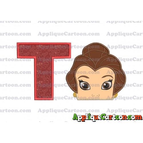 Belle Beauty and the Beast Head Applique Embroidery Design With Alphabet T