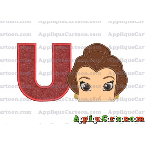 Belle Beauty and the Beast Head Applique Embroidery Design With Alphabet U