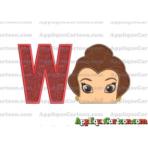 Belle Beauty and the Beast Head Applique Embroidery Design With Alphabet W