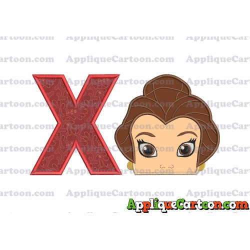 Belle Beauty and the Beast Head Applique Embroidery Design With Alphabet X