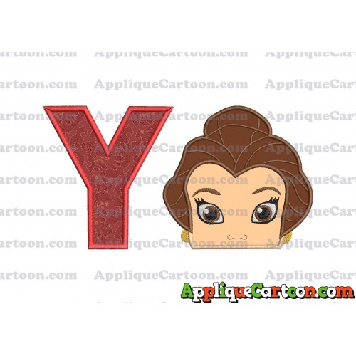 Belle Beauty and the Beast Head Applique Embroidery Design With Alphabet Y