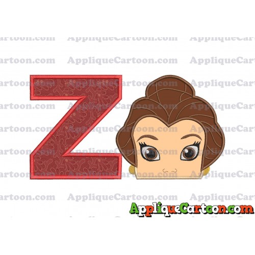 Belle Beauty and the Beast Head Applique Embroidery Design With Alphabet Z