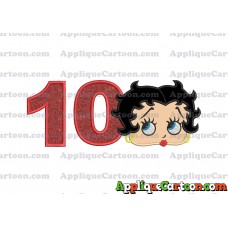 Betty Boop Head Applique Embroidery Design Birthday Number 10