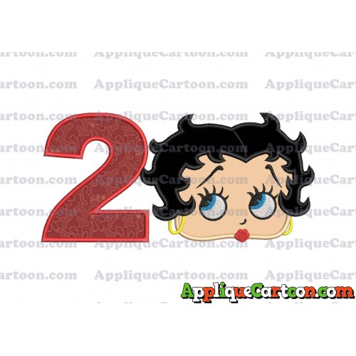 Betty Boop Head Applique Embroidery Design Birthday Number 2