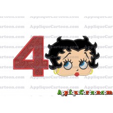 Betty Boop Head Applique Embroidery Design Birthday Number 4