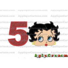 Betty Boop Head Applique Embroidery Design Birthday Number 5