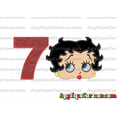 Betty Boop Head Applique Embroidery Design Birthday Number 7