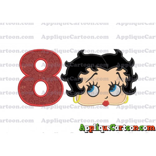 Betty Boop Head Applique Embroidery Design Birthday Number 8