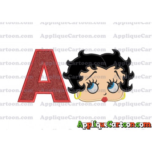 Betty Boop Head Applique Embroidery Design With Alphabet A