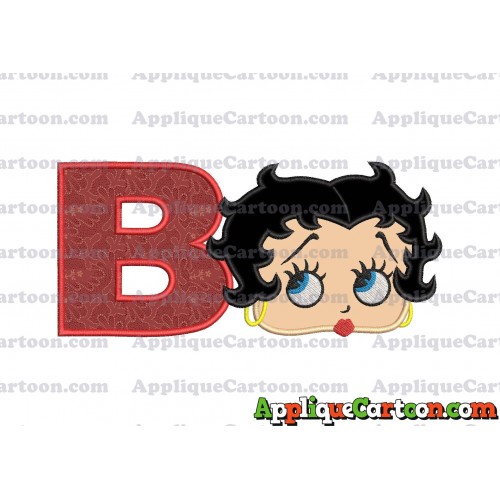Betty Boop Head Applique Embroidery Design With Alphabet B
