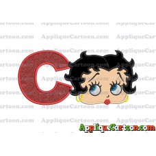 Betty Boop Head Applique Embroidery Design With Alphabet C