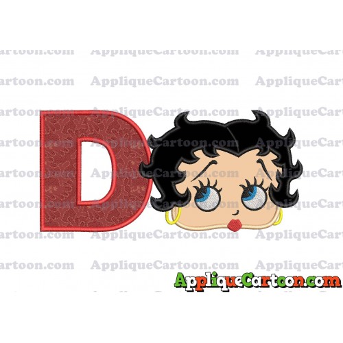 Betty Boop Head Applique Embroidery Design With Alphabet D