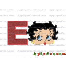 Betty Boop Head Applique Embroidery Design With Alphabet E