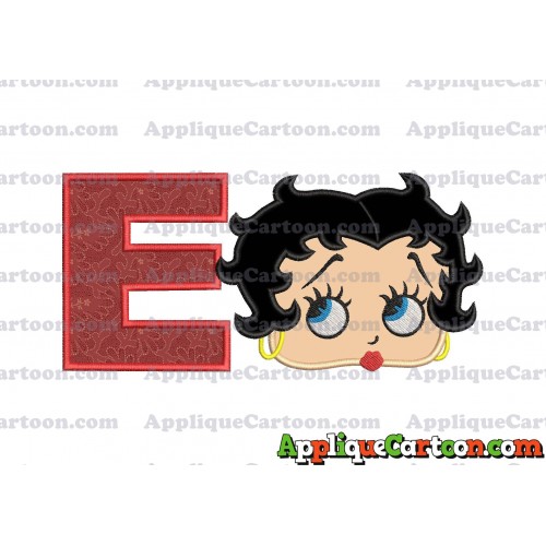 Betty Boop Head Applique Embroidery Design With Alphabet E