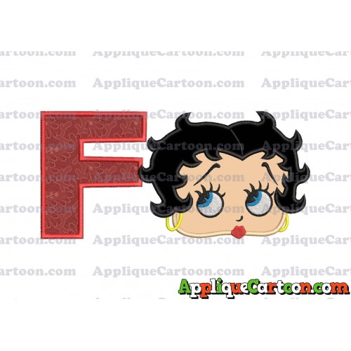 Betty Boop Head Applique Embroidery Design With Alphabet F