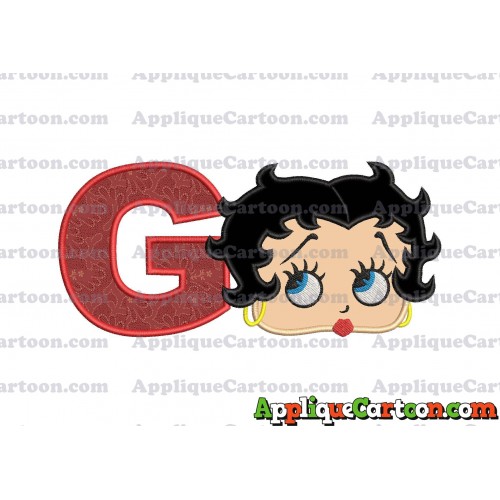 Betty Boop Head Applique Embroidery Design With Alphabet G