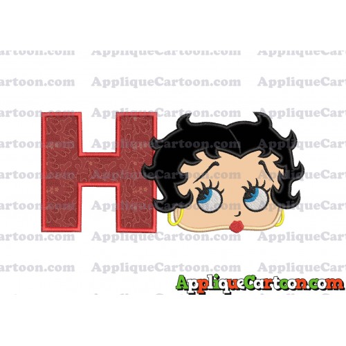 Betty Boop Head Applique Embroidery Design With Alphabet H