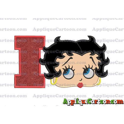 Betty Boop Head Applique Embroidery Design With Alphabet I