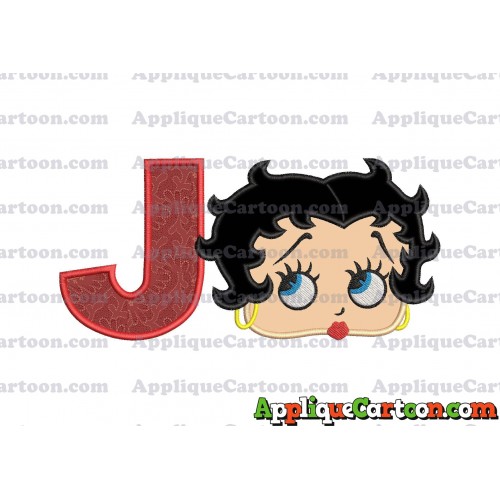 Betty Boop Head Applique Embroidery Design With Alphabet J